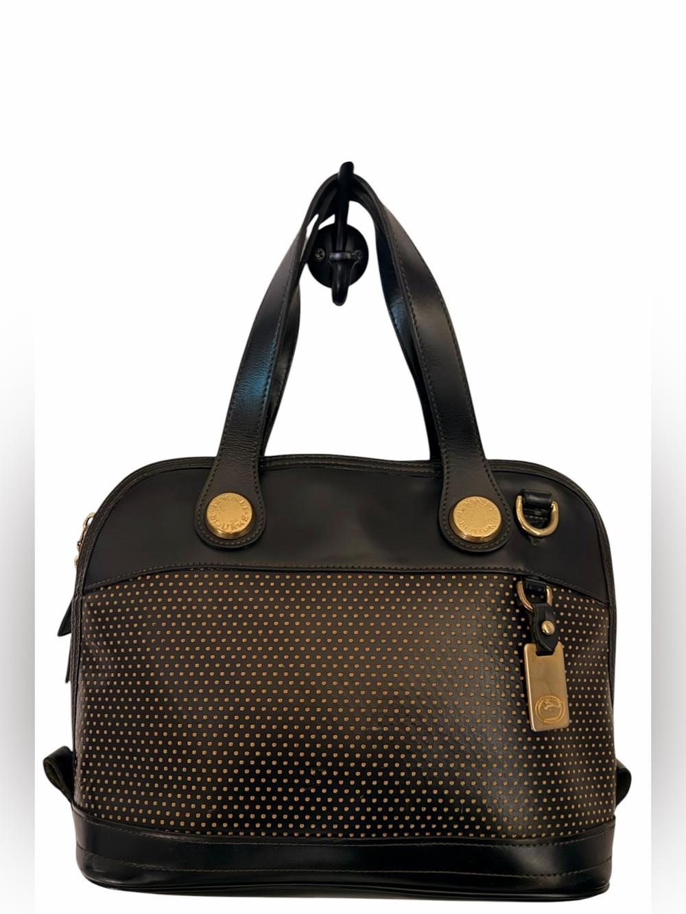 VTG Dooney & Bourke Cabriolet Leather Perforated Dome Satchel Bag USA